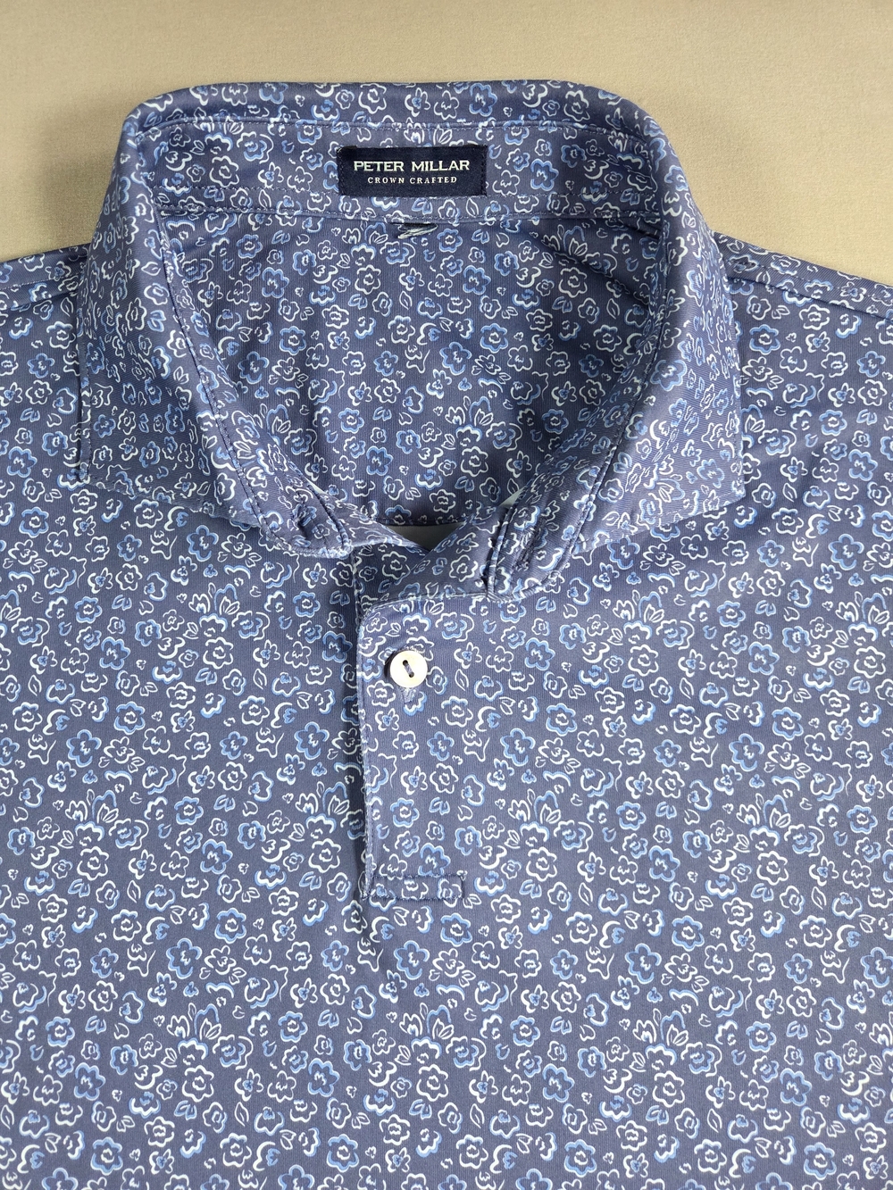 Peter Millar Men’s Crown Crafted Blue Floral Polo Shirt Size Large